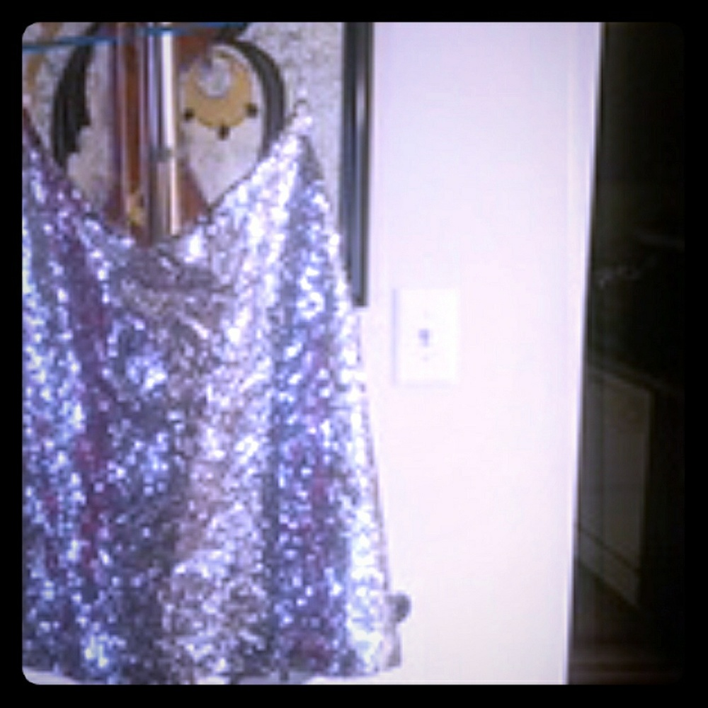 Sequin sliver\ platinum top